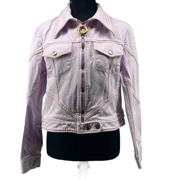 ELLERY jean jacket light purple full zip 100% cotton pastel spring summer coat - Picture 1 of 14